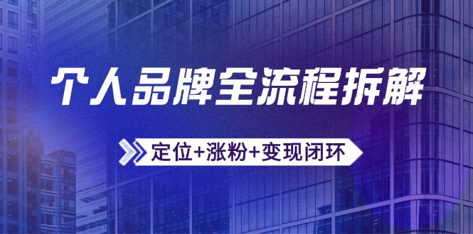 个人品牌全流程拆解：定位+涨粉+变现闭环，微信生态运营与资源整合-58创客网