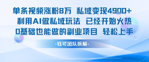 单条视频私域变现4.9k+利用AI做私域玩法 已经开始火热0基础也能做的副业项目轻松上手-58创客网