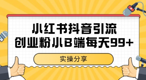 小红书抖音创业粉，小B端粉自热 日引99+的一个玩法【揭秘】-多米联创