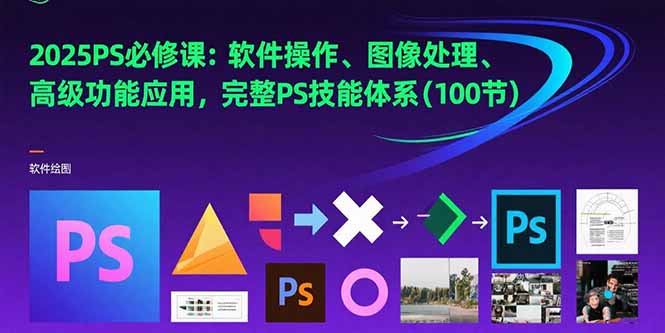 2025PS必修课：软件操作、图像处理、高级功能应用，完整PS技能体系(100节-58创客网