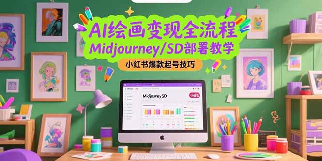 AI绘画变现全流程，Midjourney/SD部署教学，小红书爆款起号技巧-多米联创
