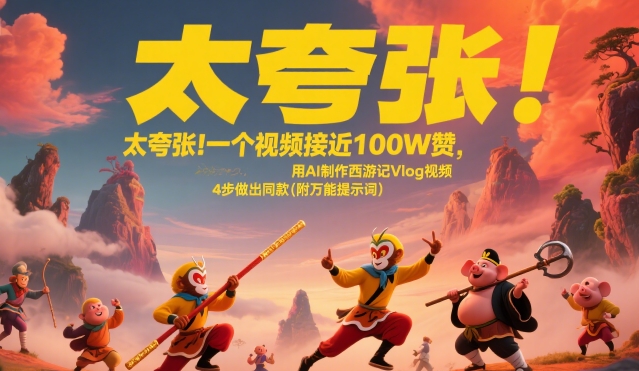 太夸张！一个视频接近100W赞，用AI制作西游记Vlog视频，全流程拆解来了(附万能提示词)-58创客网