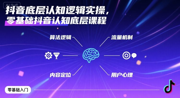 抖音底层认知逻辑实操，零基础抖音认知底层课程-58创客网