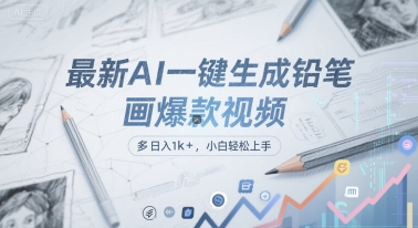 最新AI一键生成铅笔画爆款视频，多平台分发，日 入1k+，小白轻松上手【揭秘】-58创客网