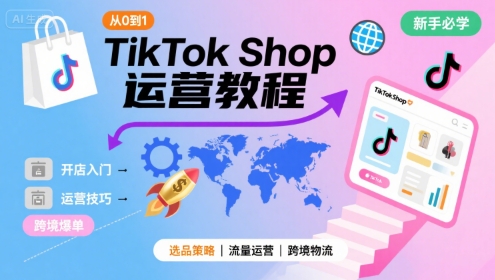 TikTok Shop从0到1运营教程，TikTok跨境电商新手必学课程-58创客网