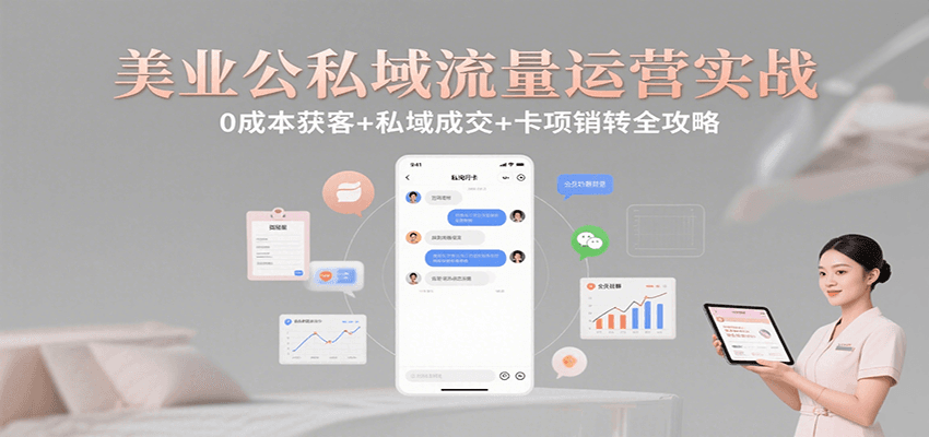 美业公私域流量运营实战：0成本获客+私域成交+卡项销转全攻略-58创客网