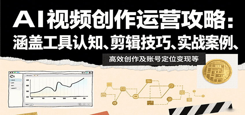 AI视频创作运营攻略：涵盖工具认知、剪辑技巧、实战案例、高效创作及账号定位变现等-多米联创