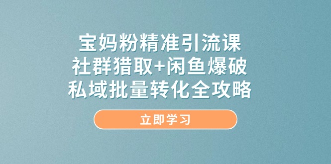 宝妈粉精准引流课，社群猎取+闲鱼爆破，私域批量转化全攻略-58创客网