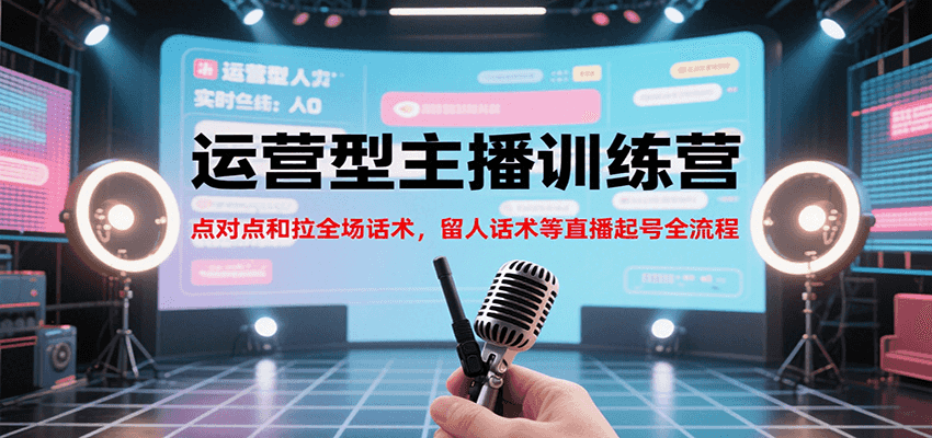 运营型主播训练营，点对点和拉全场话术，留人话术等直播起号全流程(更新8月)-58创客网