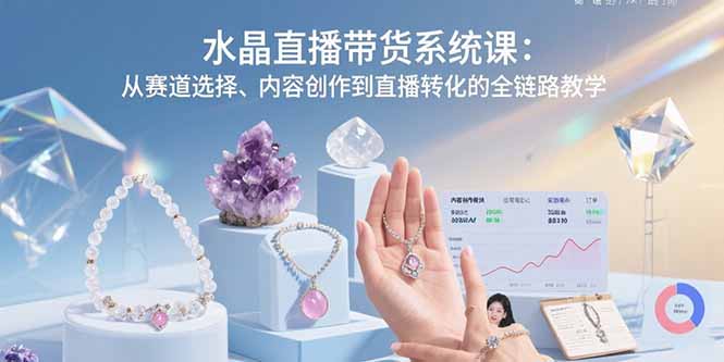 水晶直播带货系统课：从赛道选择、内容创作到直播转化的全链路教学-58创客网