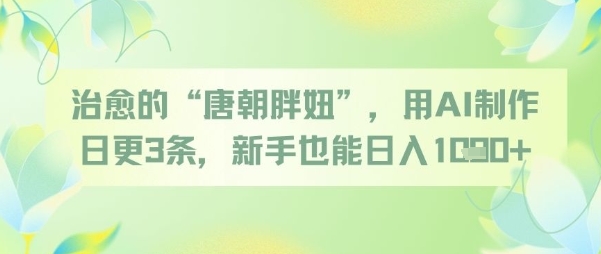 治愈的“唐朝胖妞”，用AI制作日更3条，新手也能日入多张-58创客网