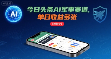今日头条AI军事赛道，单日收益多张 ，手机可做【附指令】-58创客网