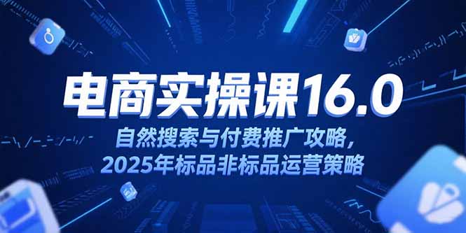 淘宝电商运营课16.0，自然搜索与付费推广攻略，2025年标品非标品运营策略-58创客网