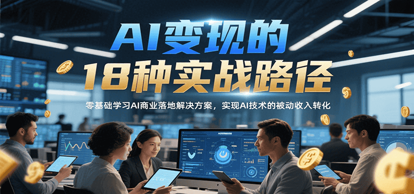 AI变现的18种实战路径，零基础学习AI商业落地解决方案，实现AI技术的被动收入转化-58创客网