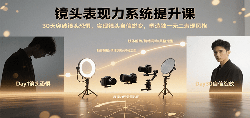 镜头表现力系统提升课，30天突破镜头恐惧实现自信蜕变，塑造独一无二表现风格-58创客网