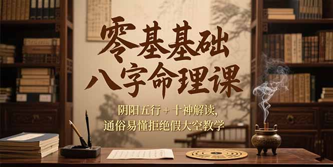 零基础八字命理课，阴阳五行+十神解读，通俗易懂拒绝假大空教学-58创客网