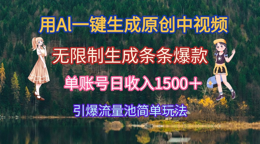 用Al一键生成原创中视频，无限制生成条条爆款，单账号日收入1500＋引爆…-58创客网