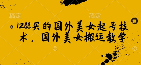 1288买的国外美女起号技术，国外美女搬运教学-58创客网
