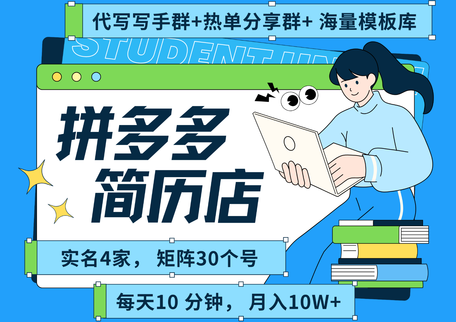 拼多多电商 拼多多 虚拟资料 简历 海报代写 全SOP流程 毫无保留分享(含后端资料)-58创客网