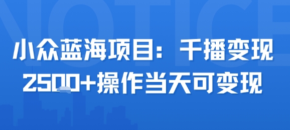 小众蓝海项目，千播变现2.5k+操作当天可变现-多米联创