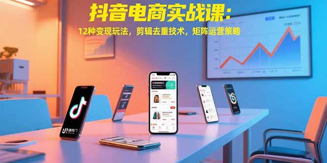 抖音电商实战课：12种变现玩法，剪辑去重技术，矩阵运营策略-58创客网
