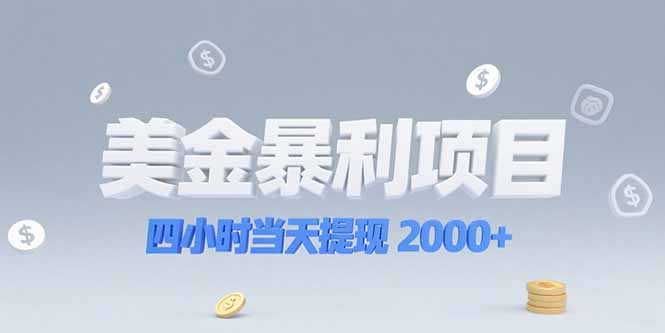 美金暴利项目，四小时当天提现 2000+机会留给会选赛道的人-58创客网