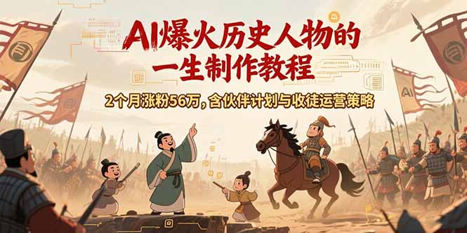 AI历史人物赛道课程，2个月涨粉56万，含伙伴计划与收徒运营策略-58创客网