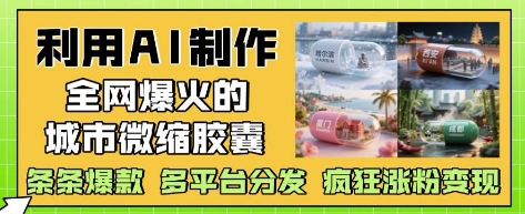 利用AI制作全网爆火的城市微缩胶囊，条条爆款， 多平台分发，疯狂涨粉变现-58创客网