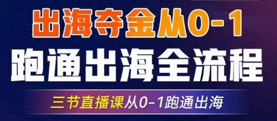 2025出海夺金从0-1跑通出海全流程，三节直播课从0-1跑通出海，教你用AI跑通全流程-58创客网