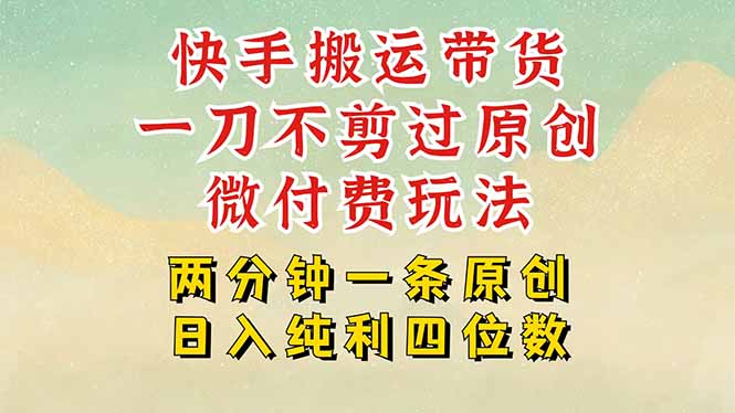 快手黑科技搬运带货，一刀不剪过原创，微付费投流玩法，轻松日入四位数…-58创客网
