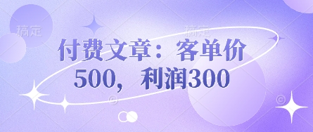 付费文章：客单价500，利润300-多米联创