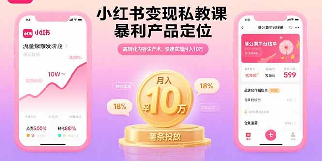 小红书变现私教课，暴利产品定位，高转化内容生产术，快速实现月入10万-58创客网