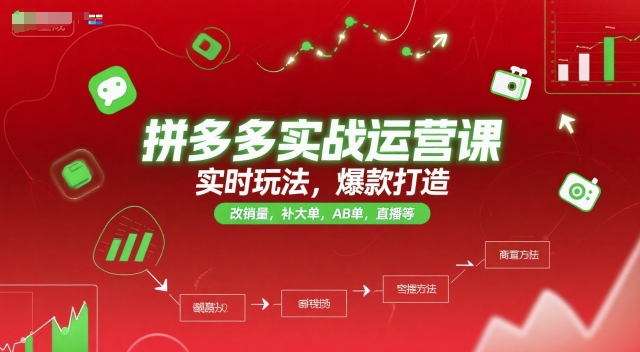 拼多多实战运营课，实时玩法，爆款打造，改销量，补大单，AB单，直播等(更新2025月)-多米联创