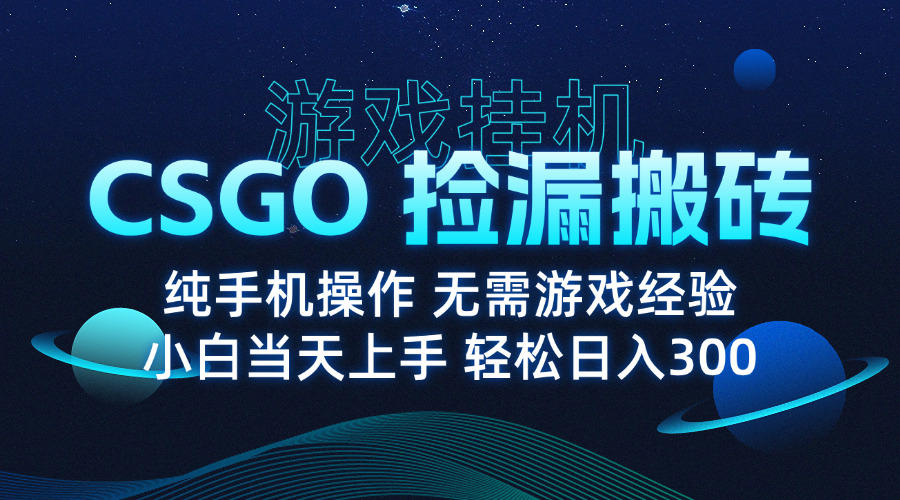 8月最新游戏搬砖，CSGO纯挂机，不需要玩游戏，实现真挂机，月入1W+-58创客网