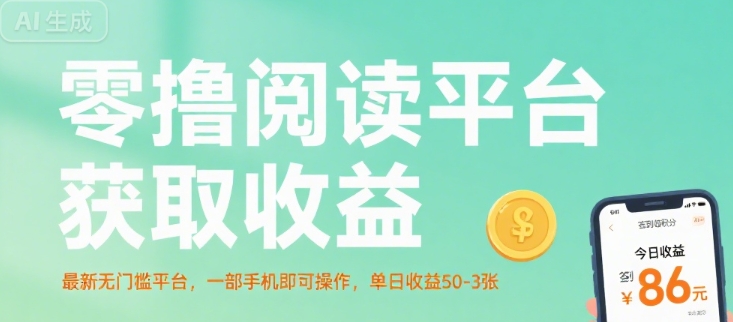 零撸阅读平台获取收益，最新无门槛平台，一部手机即可操作，单日收益50-3张【揭秘】-58创客网