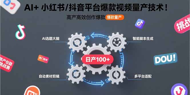 AI+小红书/抖音平台爆款视频量产技术：高产高效创作爆款视频！-58创客网