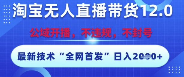 淘宝无人直播带货12.0，最新技术，不封号，不违规，操作简单，开播爆单，日入多张【揭秘】-58创客网