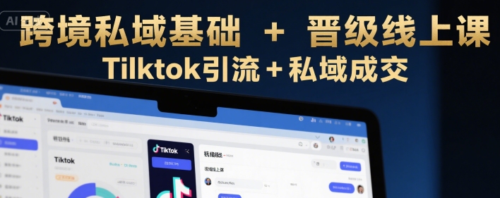 跨境私域基础+晋级线上课，Tilktok引流+私域成交-多米联创