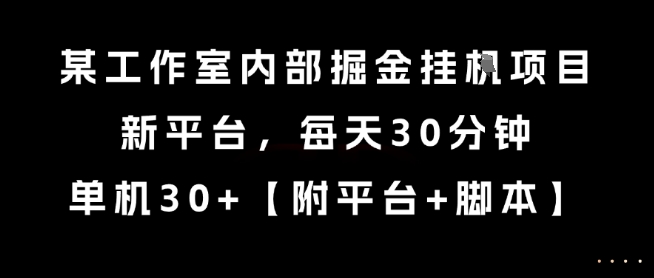 某工作室内部掘金挂G项目，新平台，每天30分钟，单机30+【揭秘】-58创客网