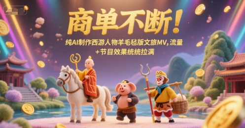 商单不断！纯AI制作西游人物羊毛毡版文旅MV，流量+节目效果统统拉满-多米联创