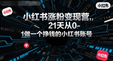 小红书涨粉变现营，21天从0-1做一个挣钱的小红书账号-58创客网
