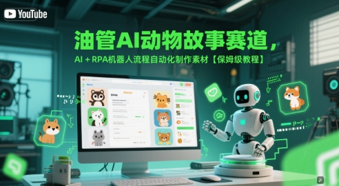 油管AI动物故事赛道，AI+RPA机器人流程自动化制作素材【保姆级教程】-58创客网