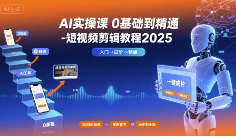 AI实操课0基础到精通-短视频剪辑教程2025-58创客网