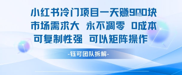 小红书冷门项目一天收益9张，市场需求大，0成本，可复制性强可以矩阵操作-58创客网