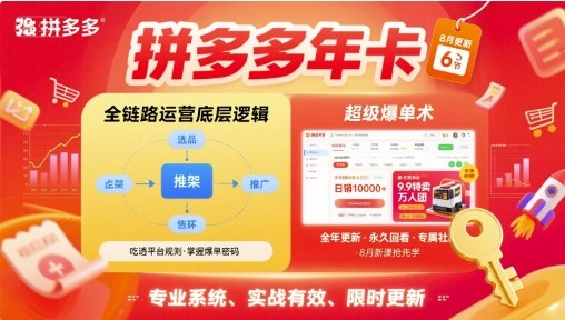 拼多多年卡【8月更新6节】拼多多全链路运营底层逻辑，超级爆单术-58创客网