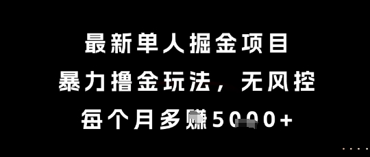 最新单人掘金项目，暴力撸金玩法，无风控，每个月多挣5k+【揭秘】-多米联创