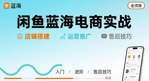 闲鱼蓝海电商实战，店铺搭建运营售后全流程-58创客网
