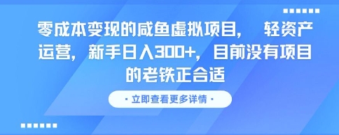 零成本变现的咸鱼虚拟项目， 轻资产运营，新手日入3张+，目前没有项目的老铁正合适-多米联创