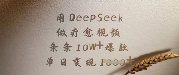 用DeepSeek做疗愈视频，条条10W+爆款，单日变现多张-58创客网