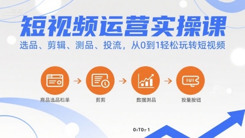 短视频运营实操课，选品、剪辑、测品、投流，从0到1轻松玩转短视频-58创客网